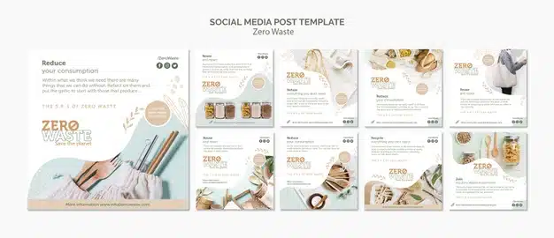 Instagram post collection for zero waste lifestyle Free Psd