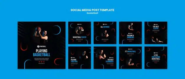 Instagram posts collection for basketball game playing Free Psd