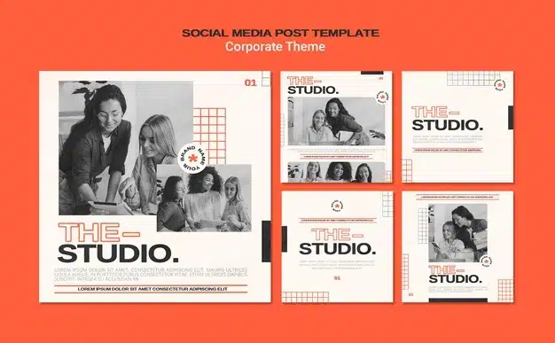 Instagram posts collection for corporate studio Free Psd