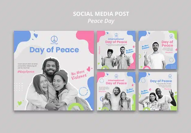 Instagram posts collection for international peace day celebration Free Psd