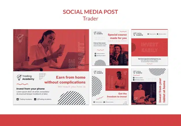 Instagram posts collection for investment trader occupation Free Psd