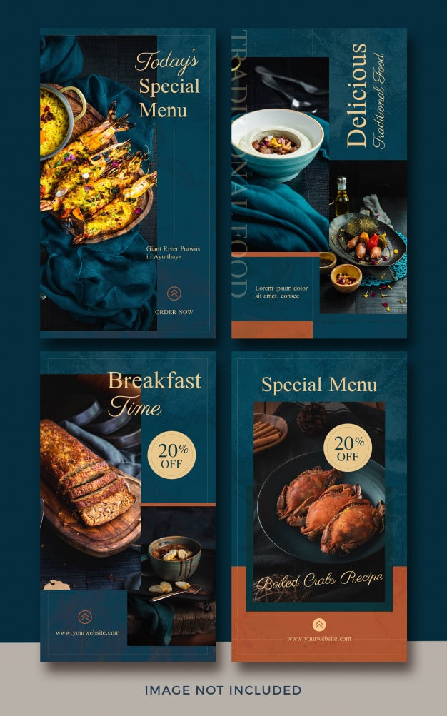 Instagram story template collection for food and restaurants Premium Psd