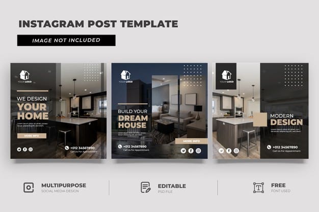 Interior design social media template Premium Psd