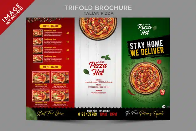 Italian pizza trifold template series Premium Psd