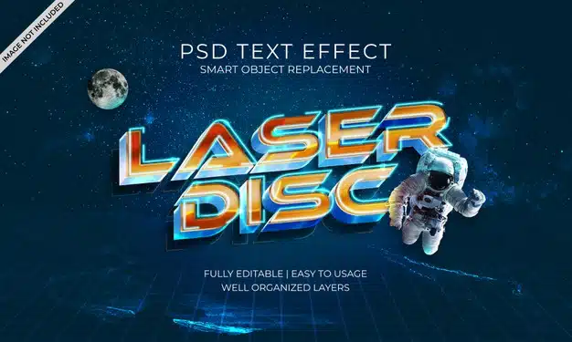 Laser disc text effect Premium Psd