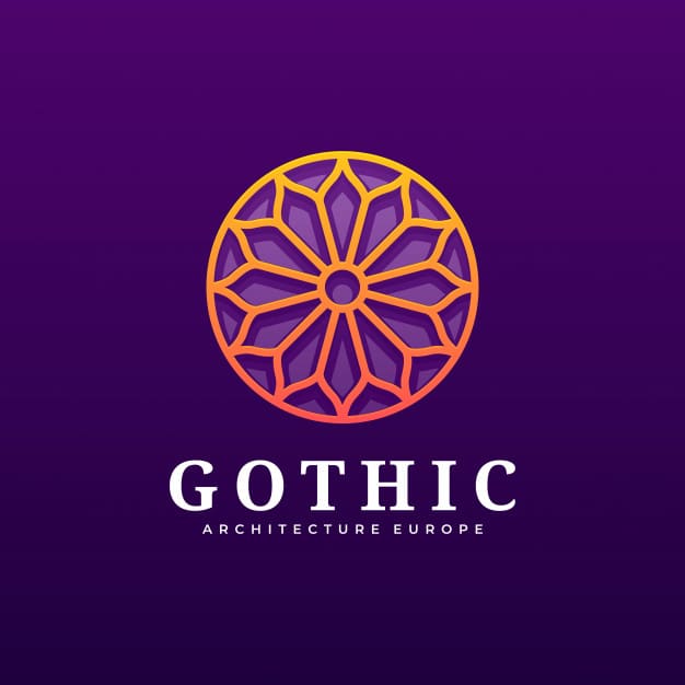Logo illustration gothic gradient colorful style. Premium Vector
