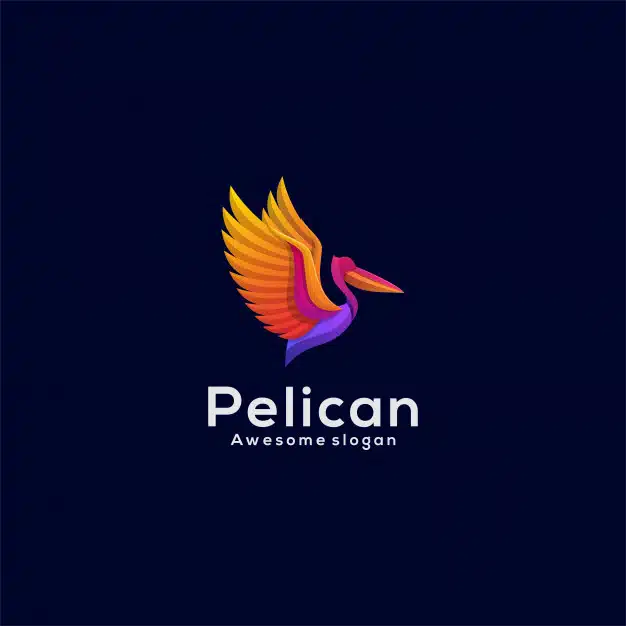 Logo illustration pelican gradient colorful style. Premium Vector