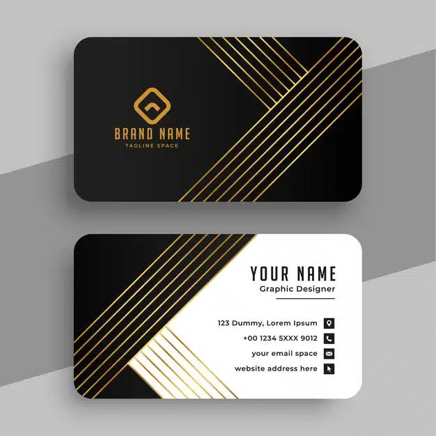 Luxury business card with golden lines Free Vector