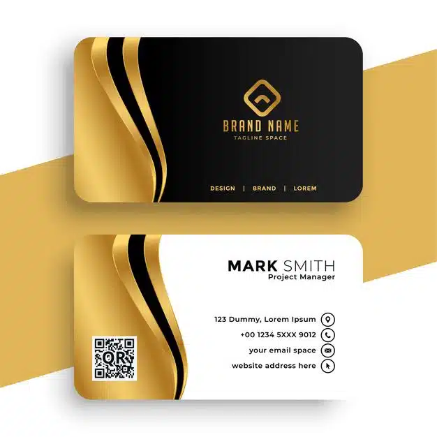Luxury business card with golden wave Free Vector