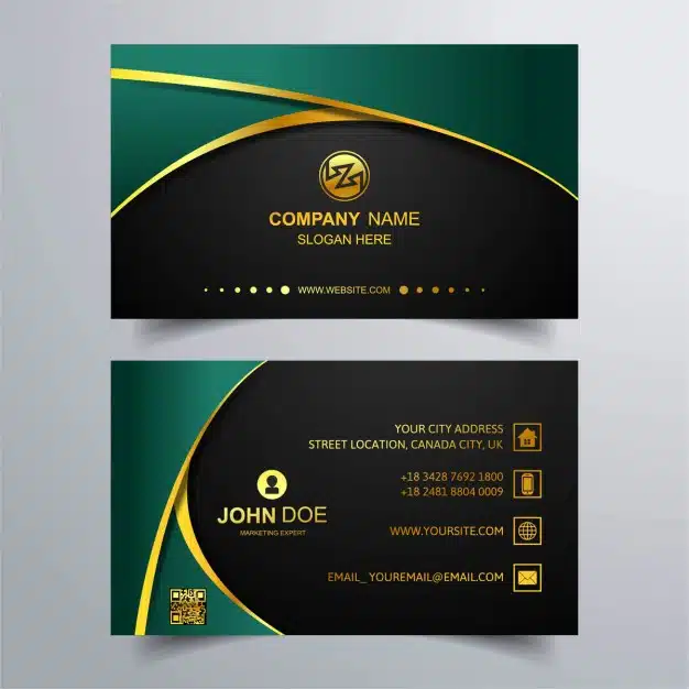 Luxury business card with green background Free Vector