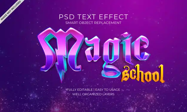 Magic school text effect Premium Psd