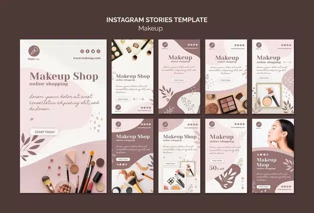Make-up concept instagram stories template Free Psd