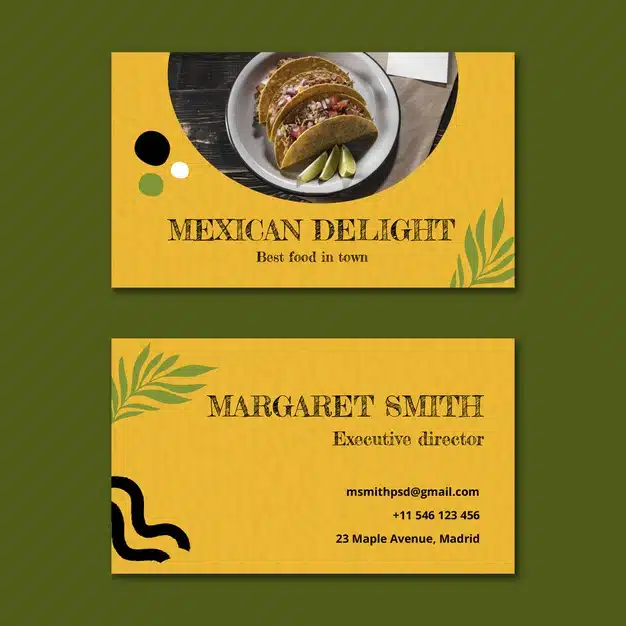 Mexican food horizontal business card Free Vector