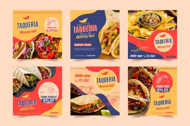 Mexican restaurant instagram posts Premium Vector