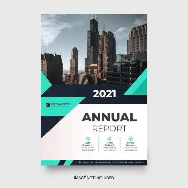 Modern annual report business brochure template with abstract shapes Free Vector