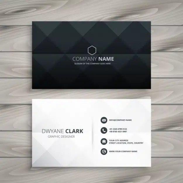 Modern black and white business card design Free Vector