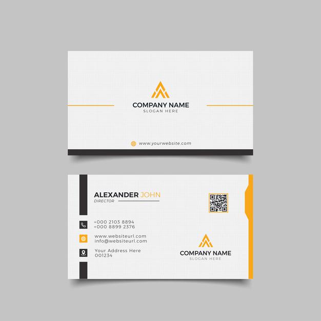 Modern business card black and orange elegant professional Premium Vector