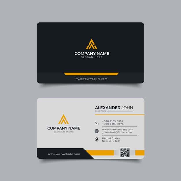 Modern business card black and yellow corporate professional Premium Vector