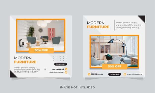 Modern furniture social media and instagram post template Premium Vector