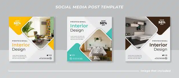 Modern interior social media and instagram post template Premium Vector