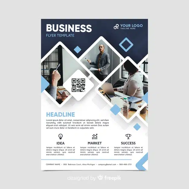 Mosaic business flyer template Free Vector