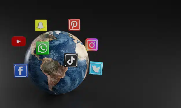 Most popular social media logo icon around earth Premium Photo