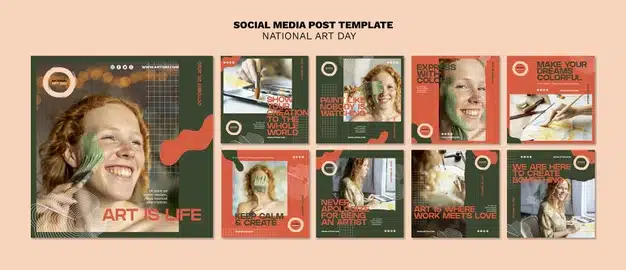 National art day posts template Free Psd
