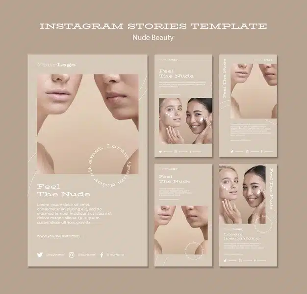 Nude beauty instagram stories template Premium Psd