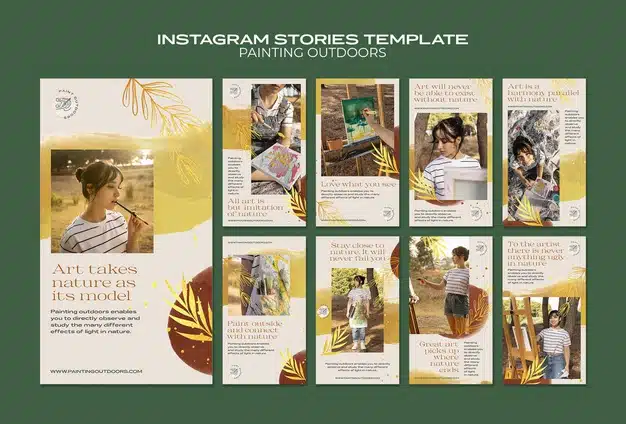 Painting outside instagram stories template Premium Psd
