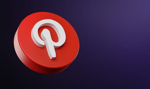 Pinterest circle button icon 3d with copy space Premium Photo