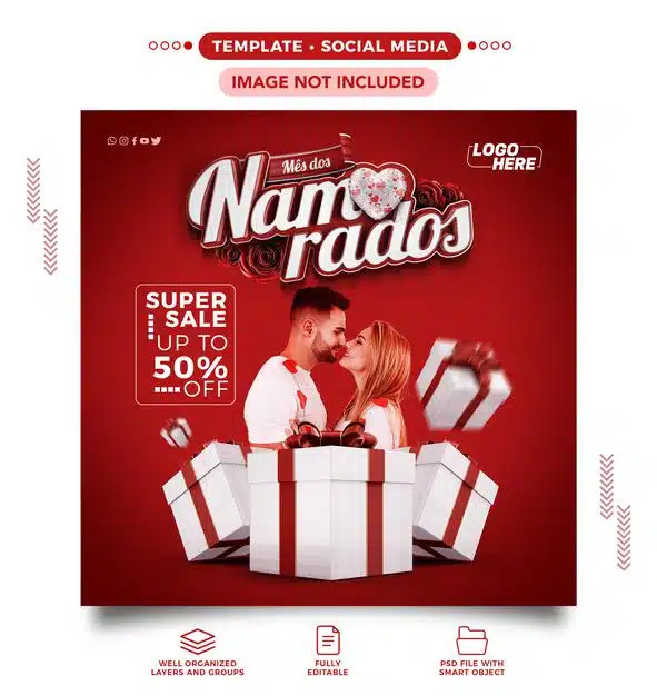 Post template social media happy valentines day with up to 50 discount Premium Psd