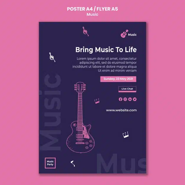 Poster template for music party Free Psd