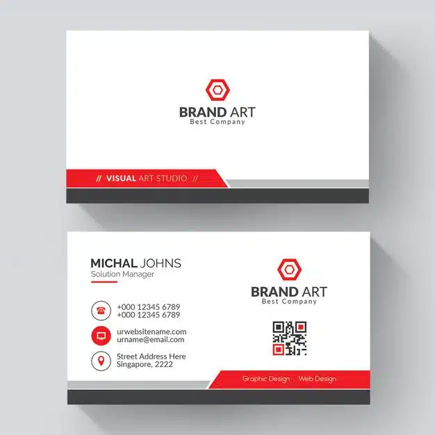 Professional business card with red details Free Psd