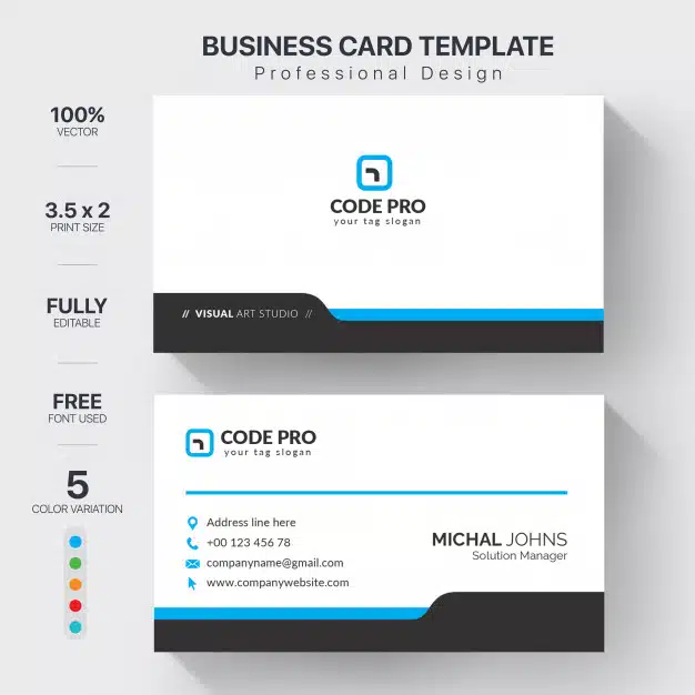 Professional business cards template with color variation Free Vector
