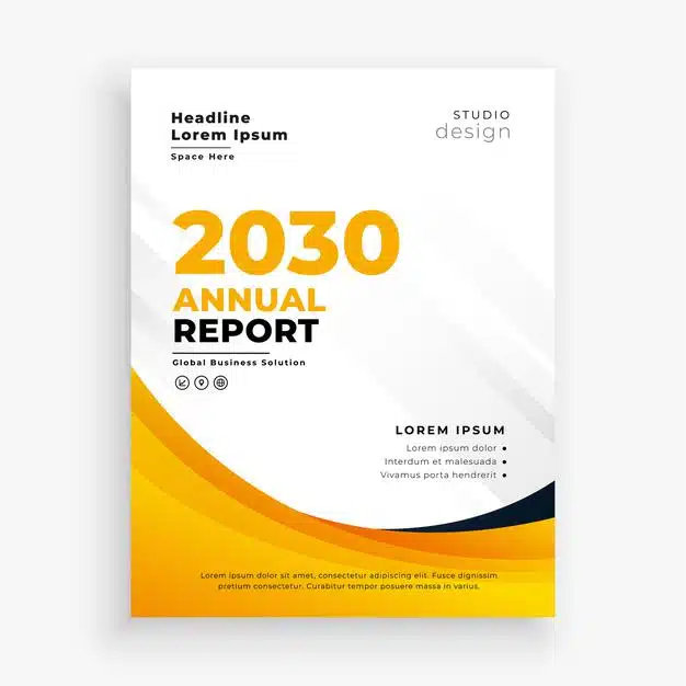 Professional yellow annual report business flyer template Free Vector