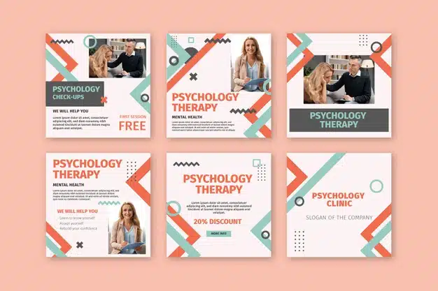 Psychology instagram posts collection Free Vector