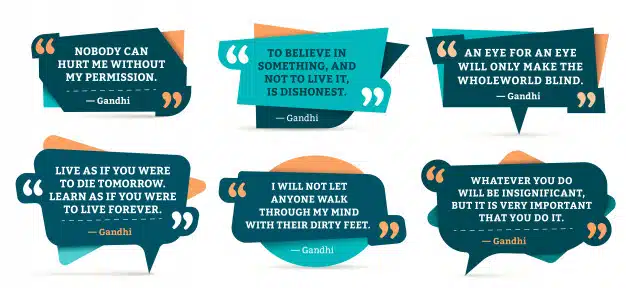 Quote remark frames. gandhi quotation, quotes frame and mention quotations remarks templates set Premium Vector