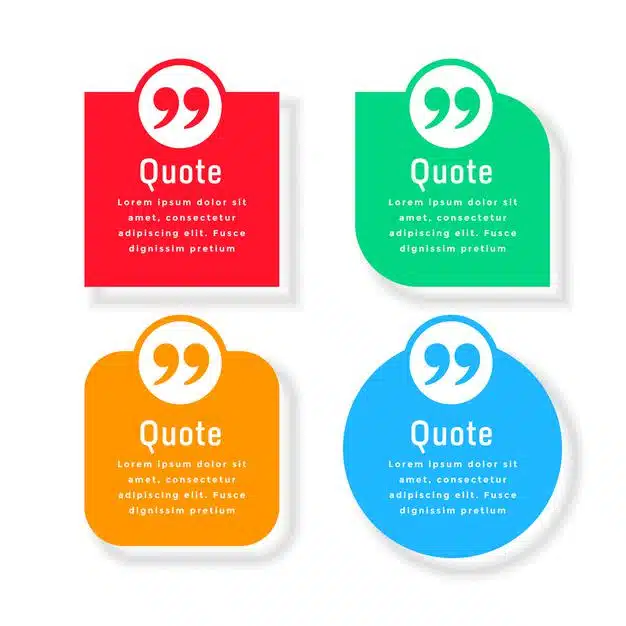 Quotes bubble boxes template in four colors and shapes Free Vector