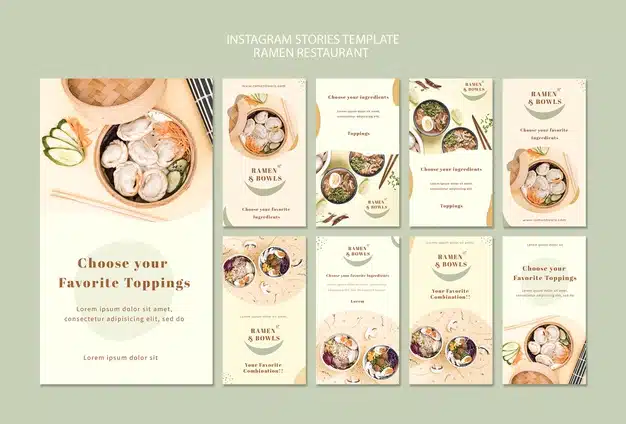 Ramen restaurant template instagram stories Free Psd