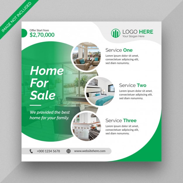 Real estate business social media post and square flyer template design Premium Psd
