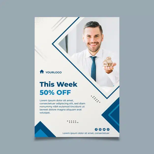Real estate flyer vertical template Free Vector