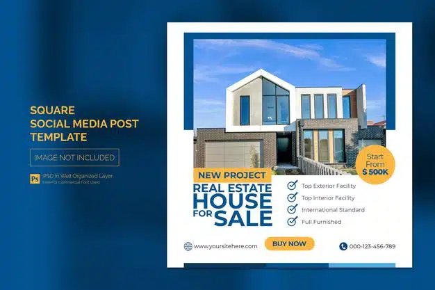 Real estate house property instagram post or square web banner advertising template Premium Psd