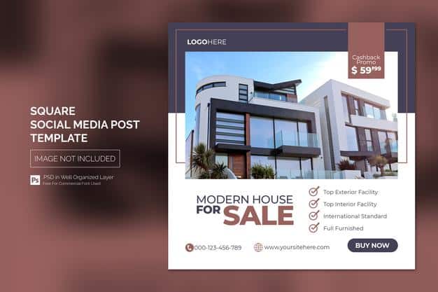 Real estate house property instagram post or square web banner advertising template Premium Psd