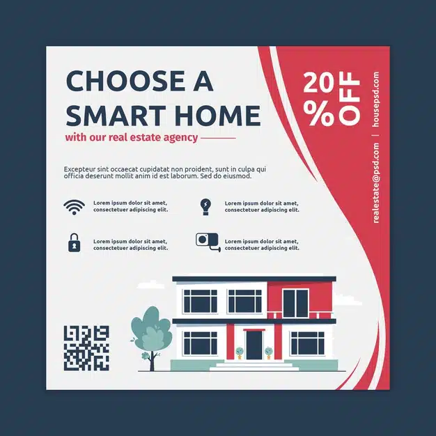 Real estate square flyer Free Vector