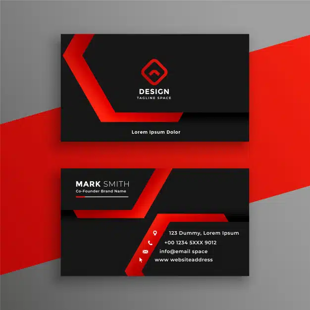 Red and black geometric business card template design Free Vector