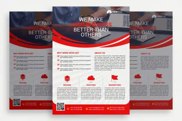 Red and white business brochure Free Psd