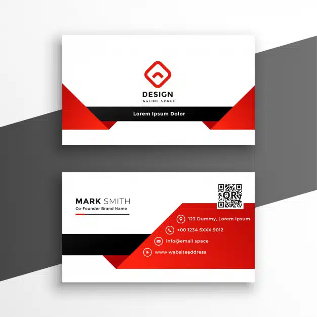 Red and white modern business card template Free Vector