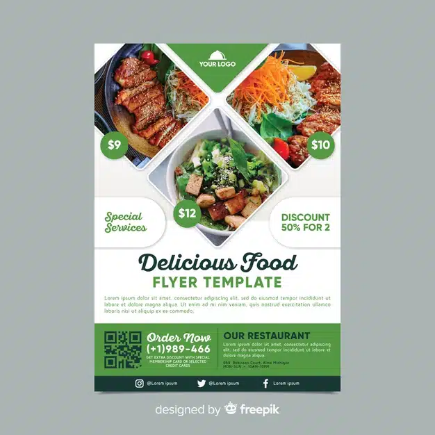 Restaurant flyer template with photo Free Vector