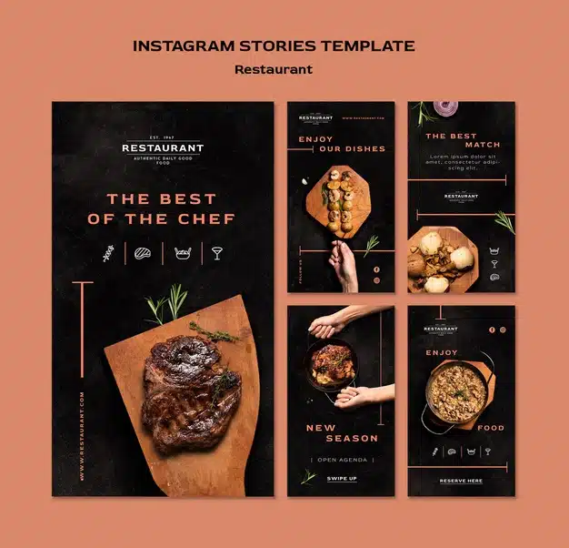 Restaurant promo instagram stories template Free Psd