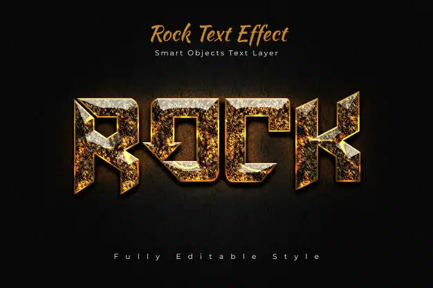 Rock text effect Premium Psd